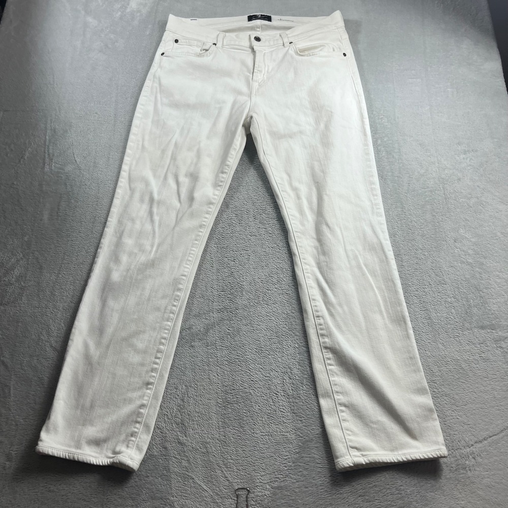 7 For All Mankind Slimmy Luxe Performance Jeans White Mens 33 Slim Fit Pants